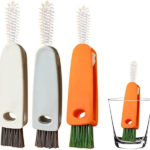 3 PCS 3 in 1 Tiny Bottle Cup Lid Detail Brush, Multifunctional Cute Carrot Mini Cup Glass Cover Cleaning Brush, Cup Cover Lid Groove Cleaner Home Kitchen Washing Tool