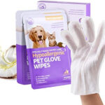HICC PET Cleaning & Deodorizing Pet Bathing Wipes for Dogs and Cats, Nourish Fur Coconut Oil Grooming Wipes for Dog/Cat, Pet Bathing Gloves Wipes for Daily Care and Traveling (6 PCS)
