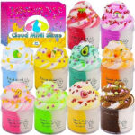 10 Pack Cloud Slime Kit with Cherry and Rainbow Cute Charms, Soft and Non-Sticky, for Stress Relief and Fun, Ideal Gift for Boys and Girls, Birthdays