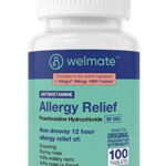 WELMATE Allergy Relief | Fexofenadine HCl 60 mg Non-Drowsy Antihistamine | 100 Count Tablets | 12 Hour All Day Support