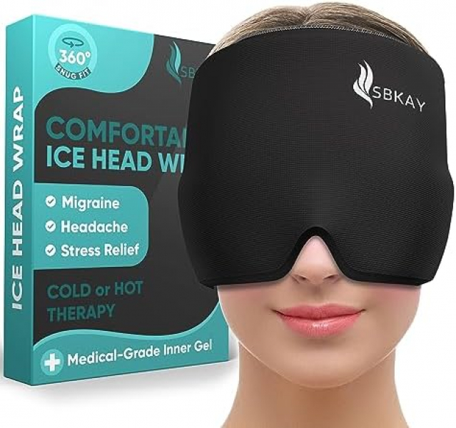 Migraine Relief Gel Ice Cap - 360° Form Fitting, Hot/Cold Therapy for ...