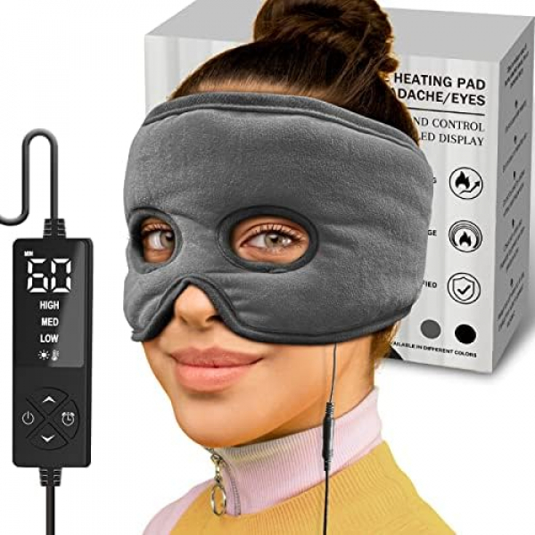 sticro Sinus Relief Mask Moist Heat with 3 Temp Settings, ExLarge Headache Mask Electric Face