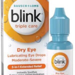 Blink Eye Drops for Dry Eyes, Triple Care Lubricant Eye Drops, Instantly Soothing, Moisturizing & Extra Long-Lasting Hydrating Eye Care for Moderate to Severe Dry Eye Symptom Relief, 0.34 fl oz