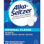 Alka-Seltzer Effervescent Tablets Original Flavor, Fast Multi-Symptom Relief from Headache and Body Ache, Dissolvable Effervescent Fizzy Tablets, 72 Ct (Package May Vary)