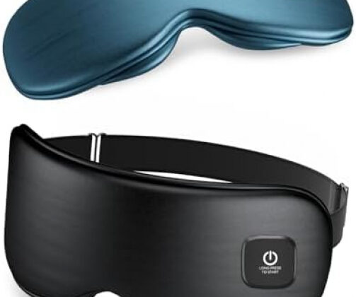 Heated Eye Mask – Cordless Eye Mask for Dry Eyes, Eye Relief, Improved Sleep, Washable Eye Heating pad for Travel and with Replaceable Shell (Black)